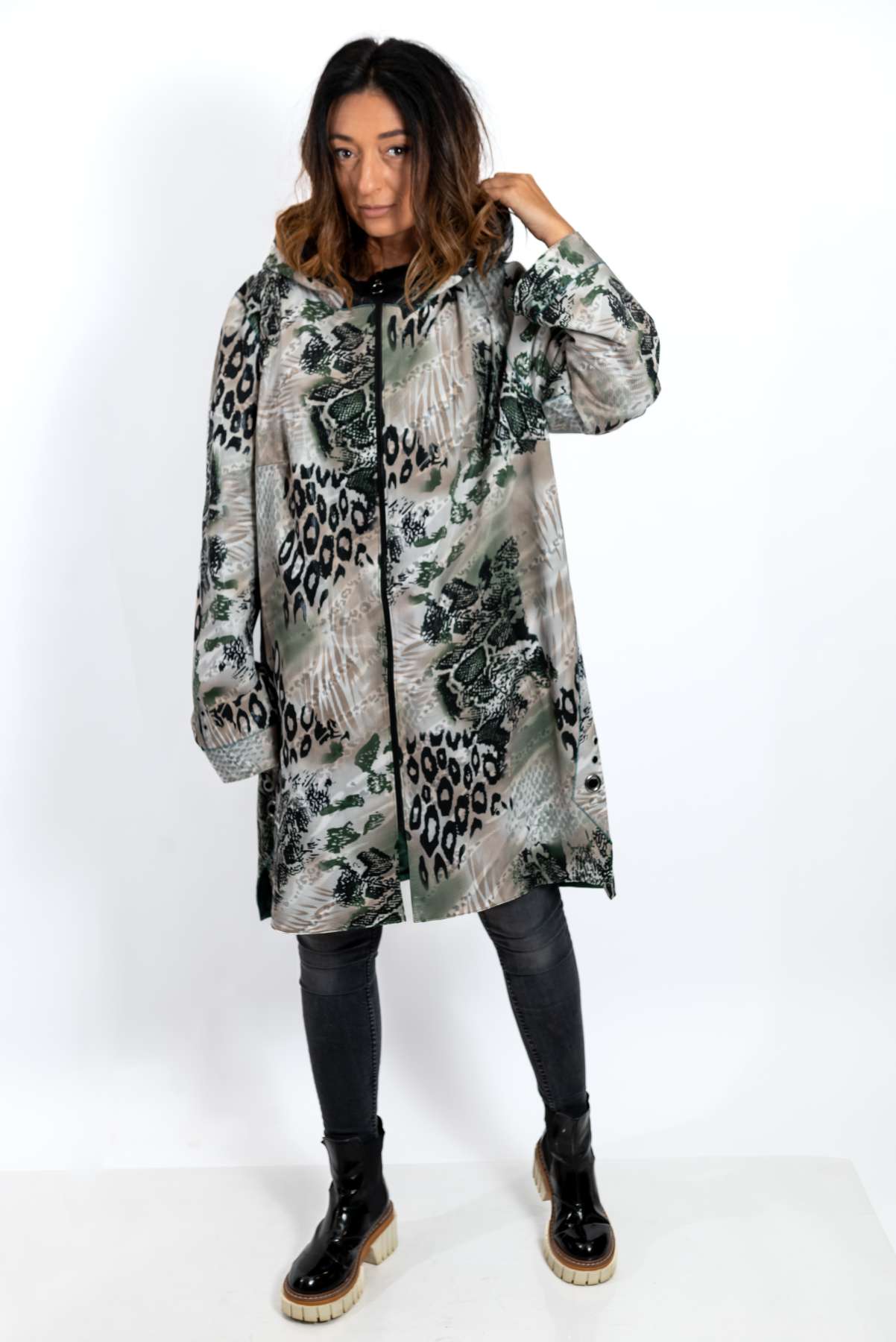 Women's leather coat Zhiselle Green neon