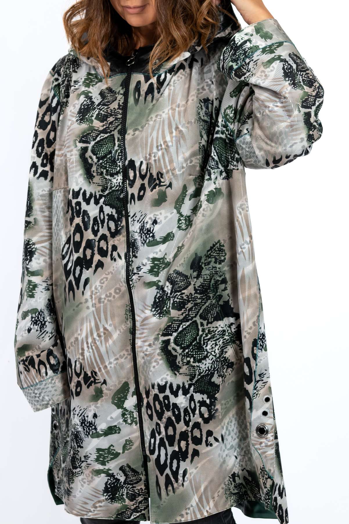 Women's leather coat Zhiselle Green neon