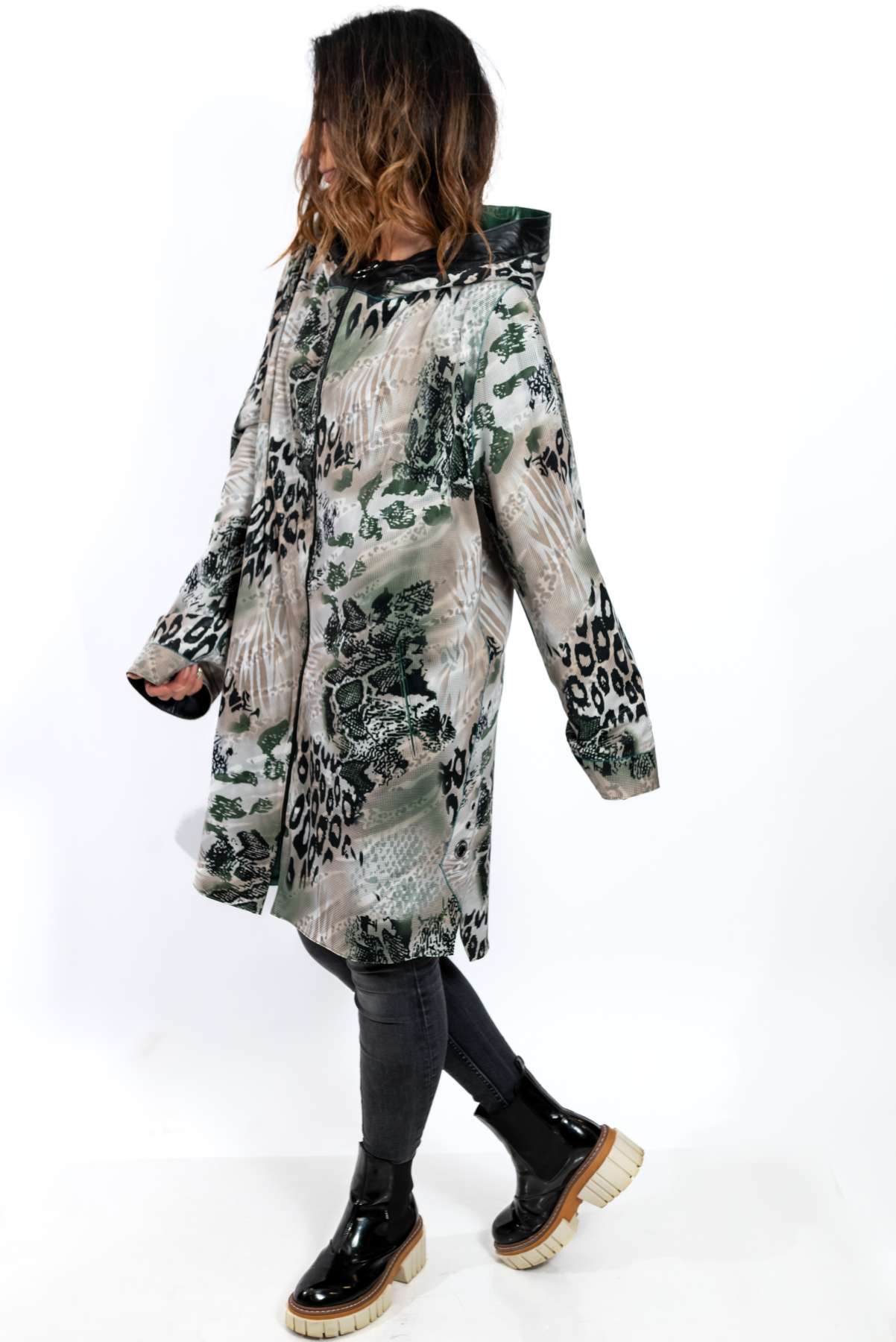 Women's leather coat Zhiselle Green neon