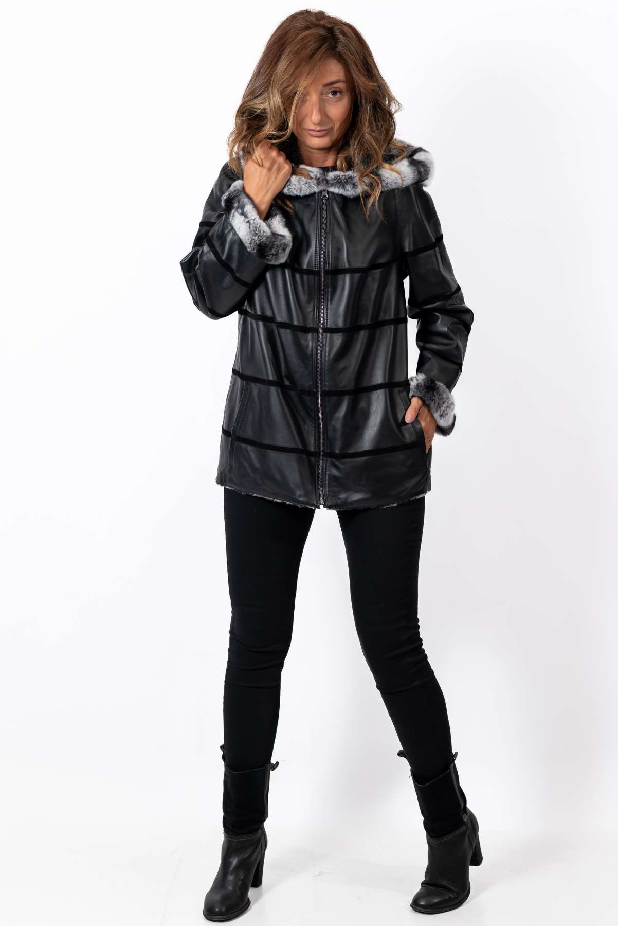 Women's leather jacket Lilia Black Double-Faced
