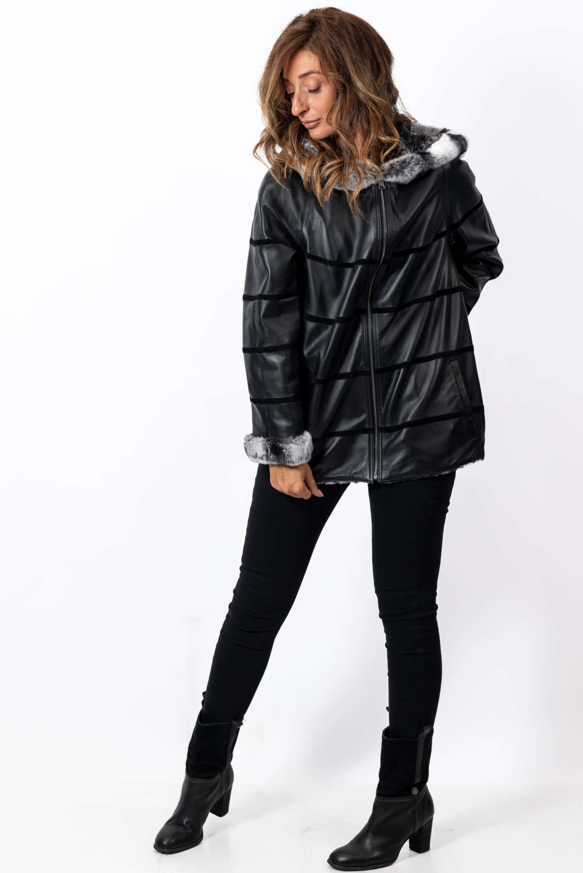 Women's leather jacket Lilia Black Double-Faced