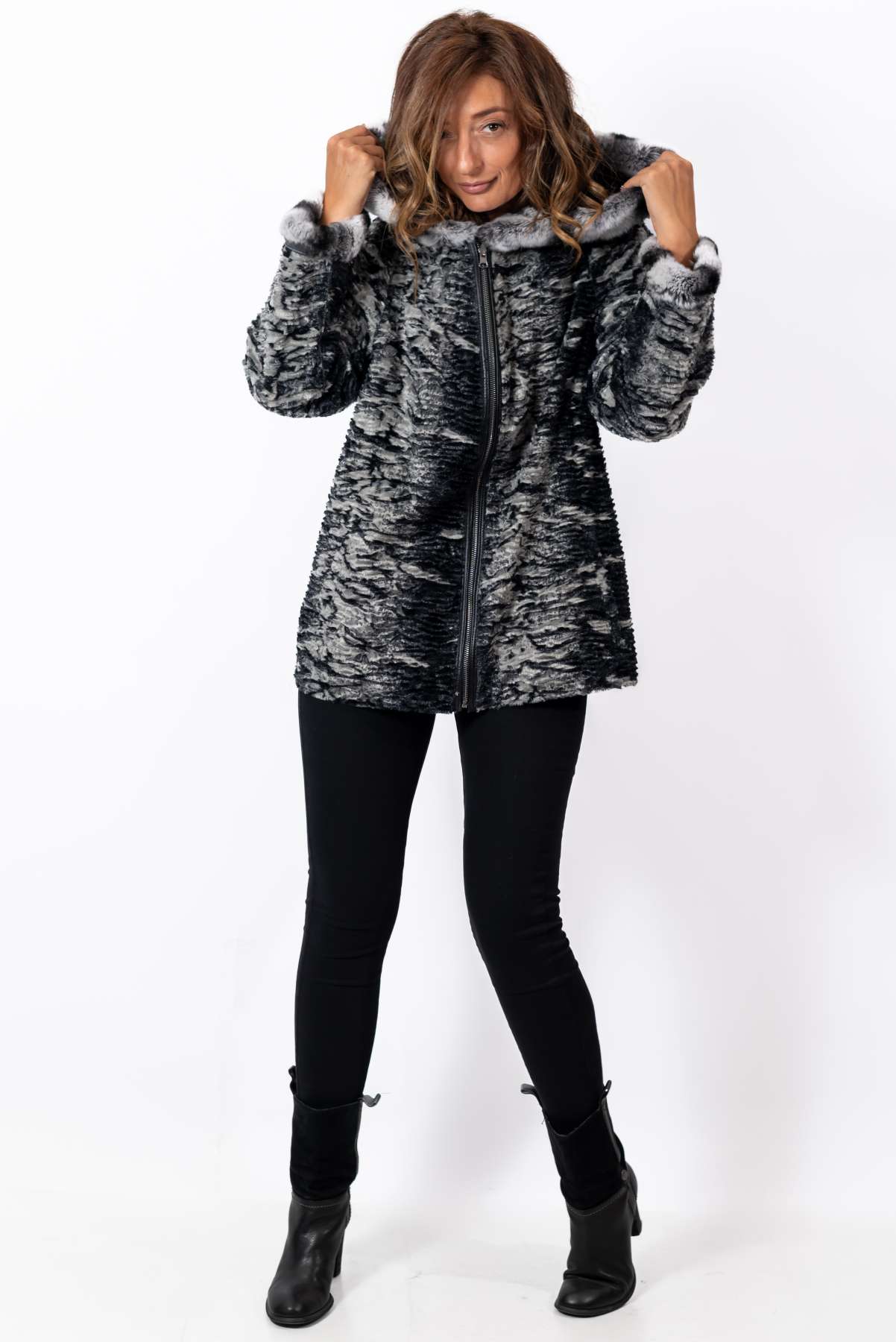 Women's leather jacket Lilia Black Double-Faced