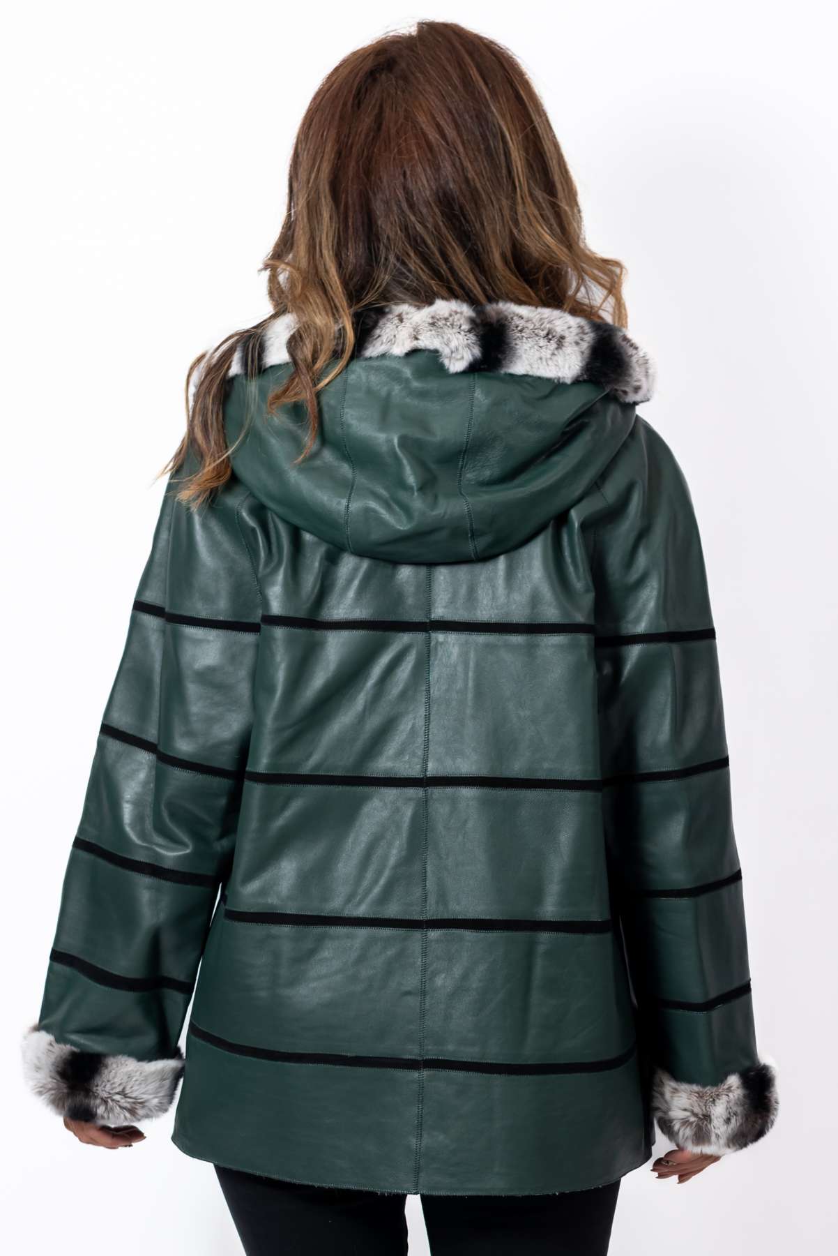 Women's leather jacket Lilia Green Double-Faced