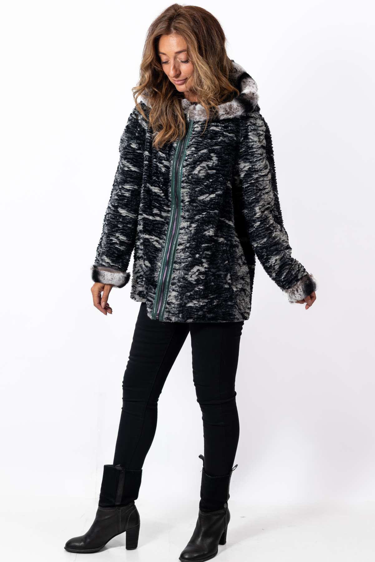 Women's leather jacket Lilia Green Double-Faced