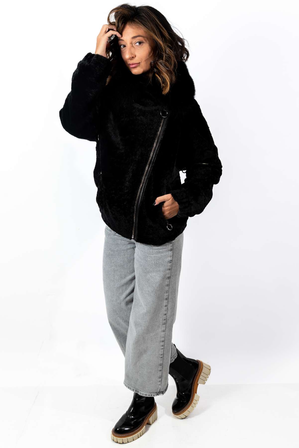 Women's exclusive coat Deborah from Astragan Black