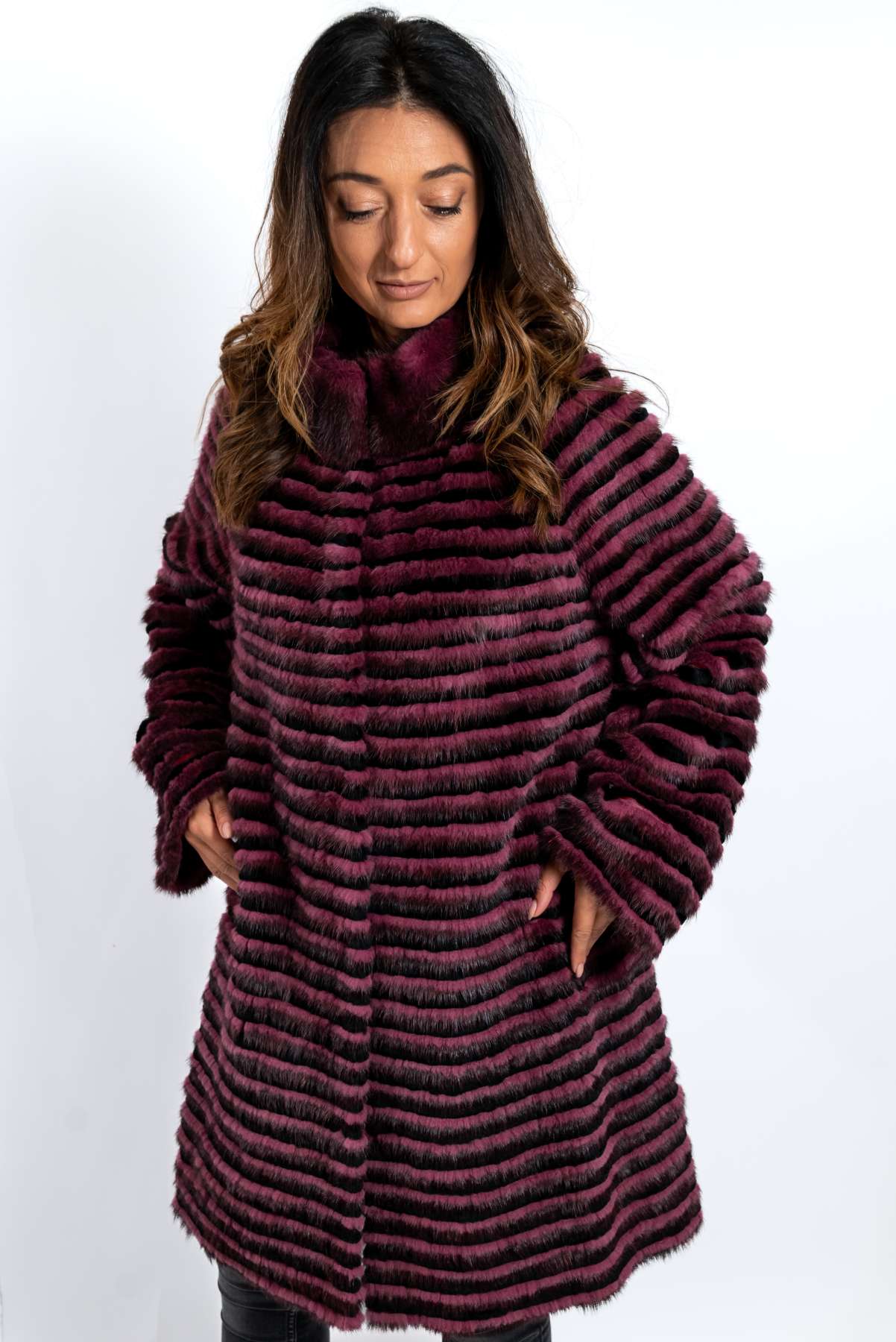 Women's exclusive coat from mink Dayana Powder