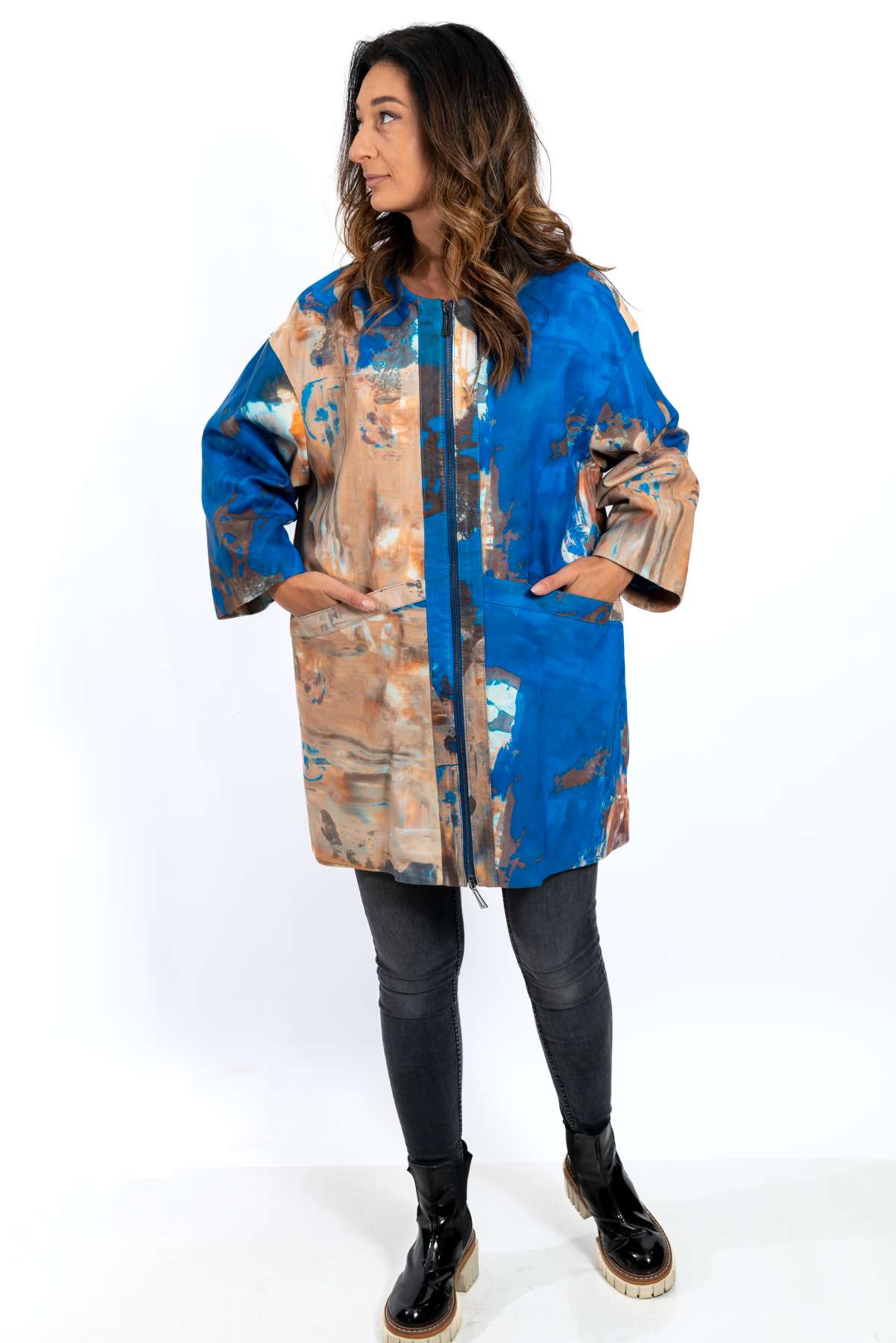 Women's leather coat Anita Melange
