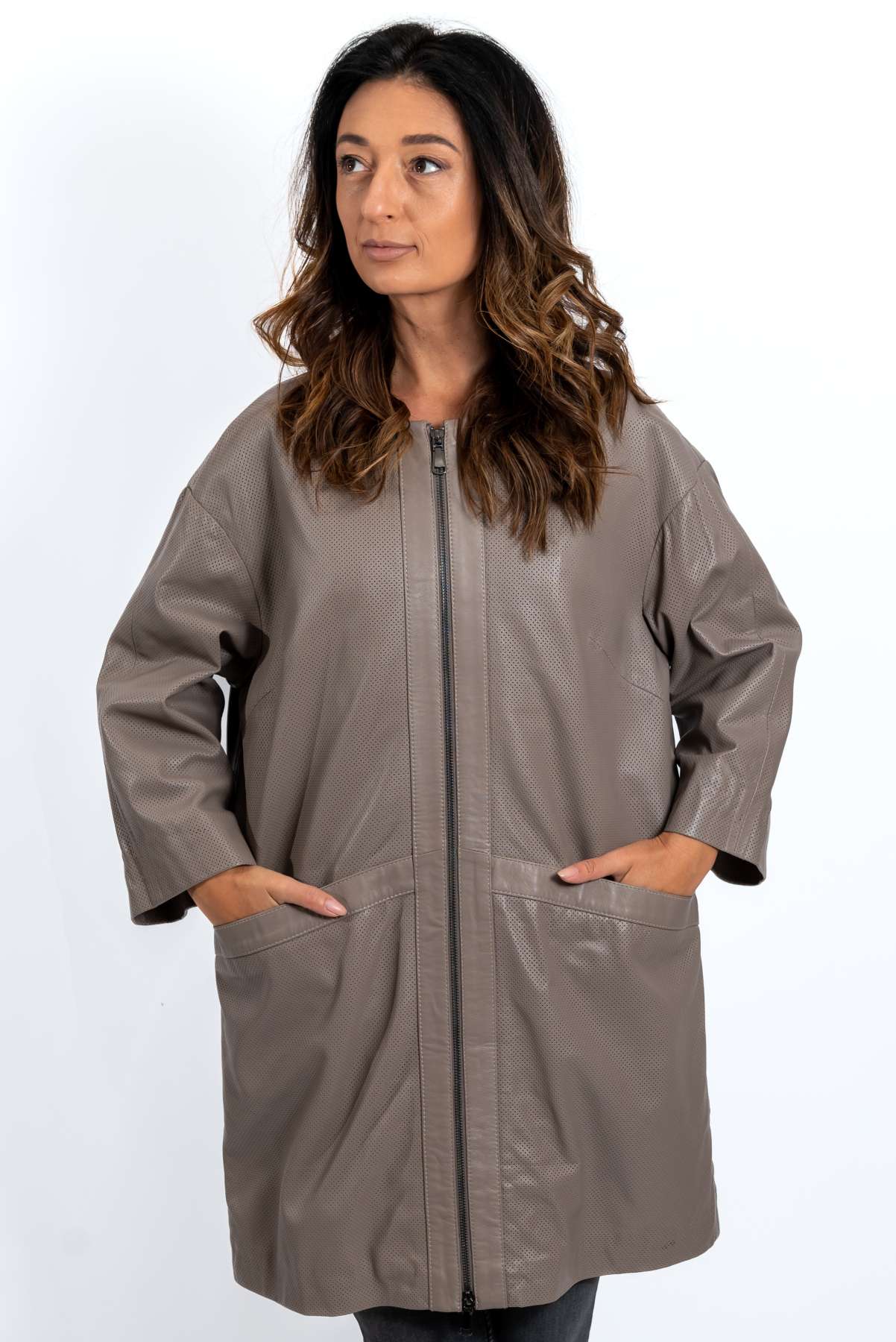 Women's leather coat Anita Beige