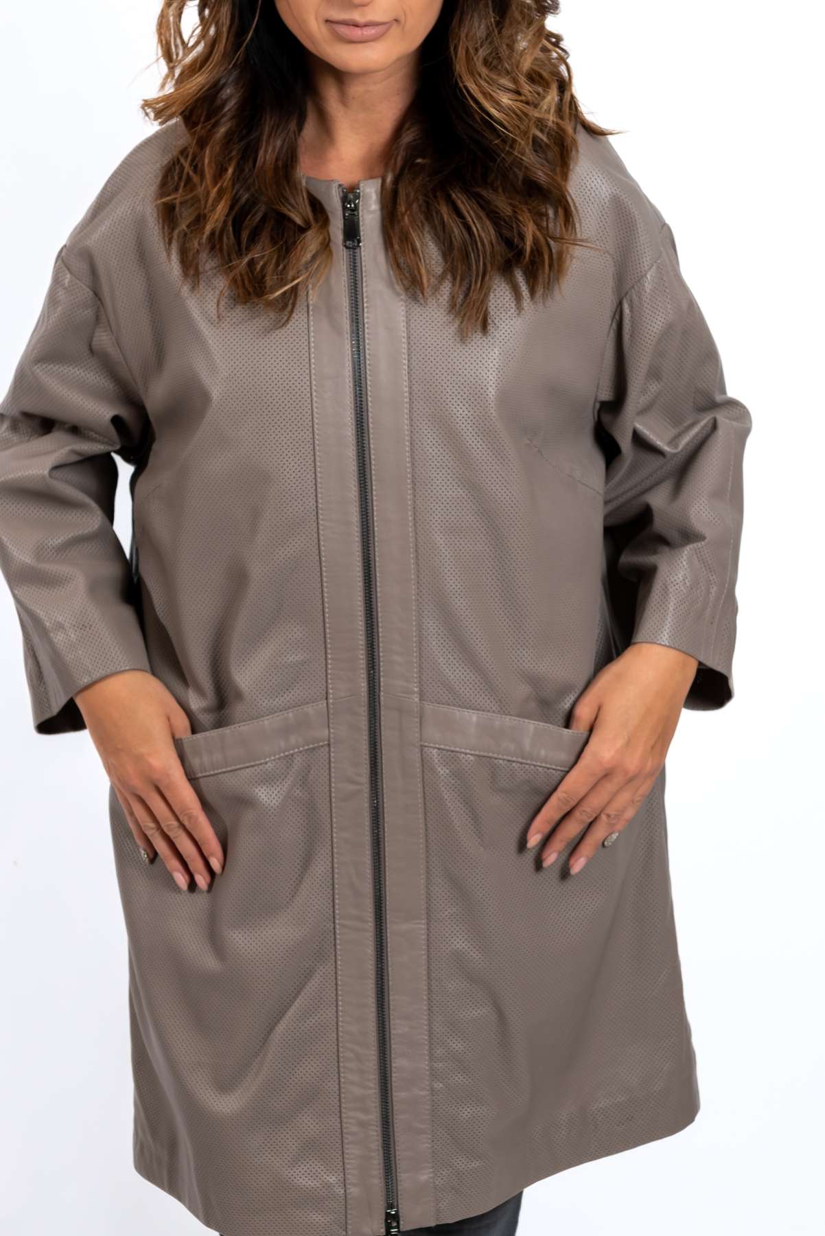 Women's leather coat Anita Beige