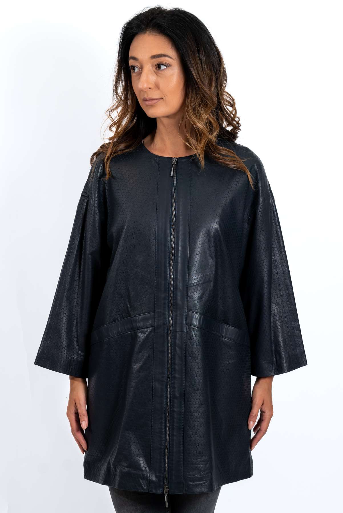 Women's leather coat Anita Blue
