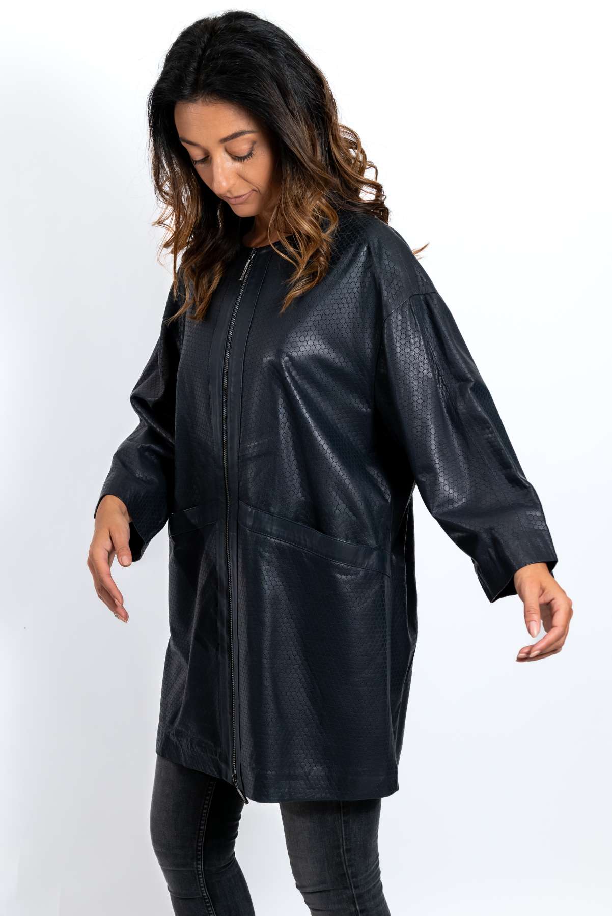 Women's leather coat Anita Blue
