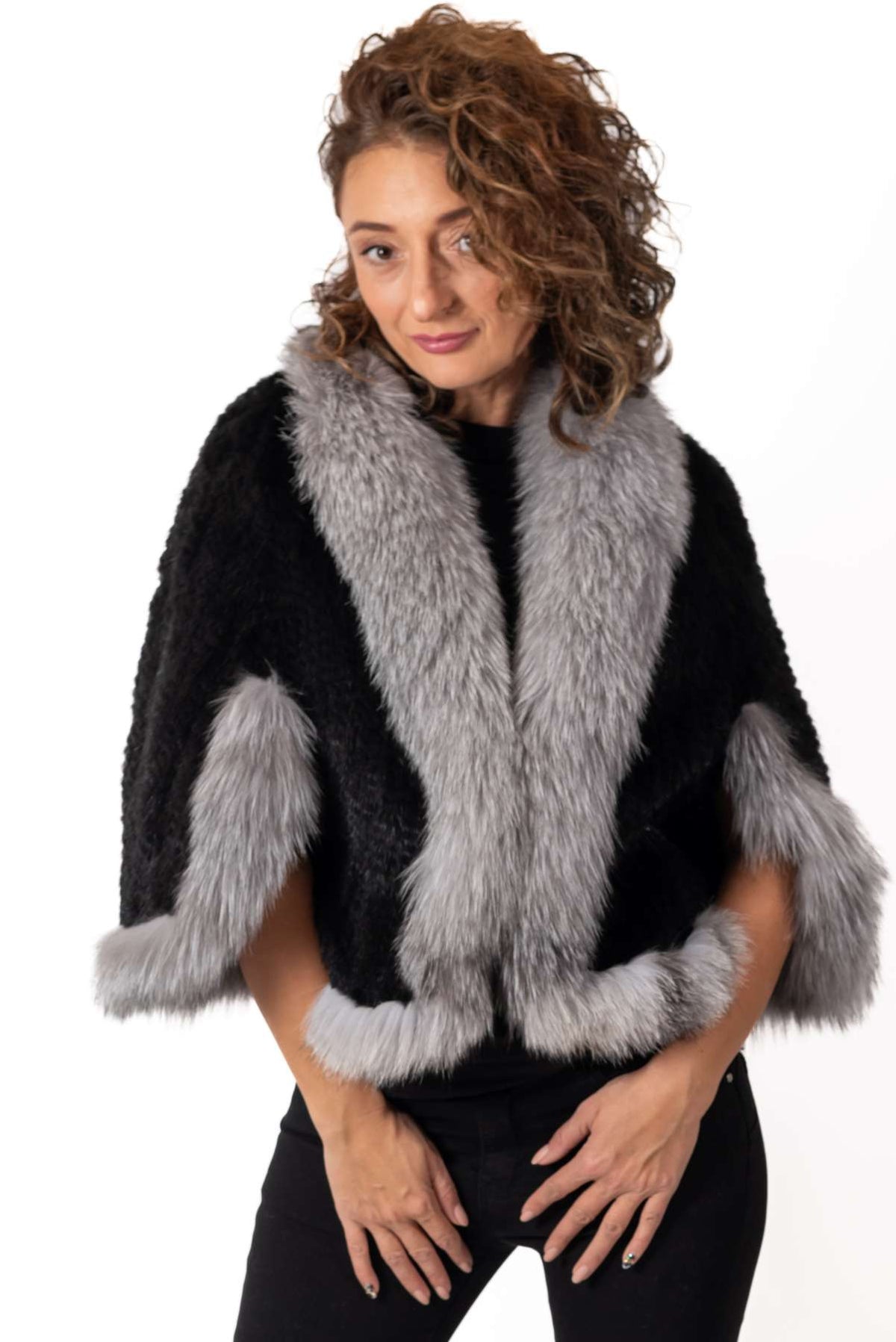 Women's exclusive mink coat Divna Black-Silver