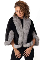 Women's exclusive mink coat Divna Black-Silver