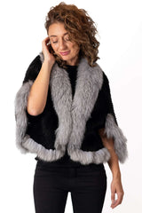 Women's exclusive mink coat Divna Black-Silver