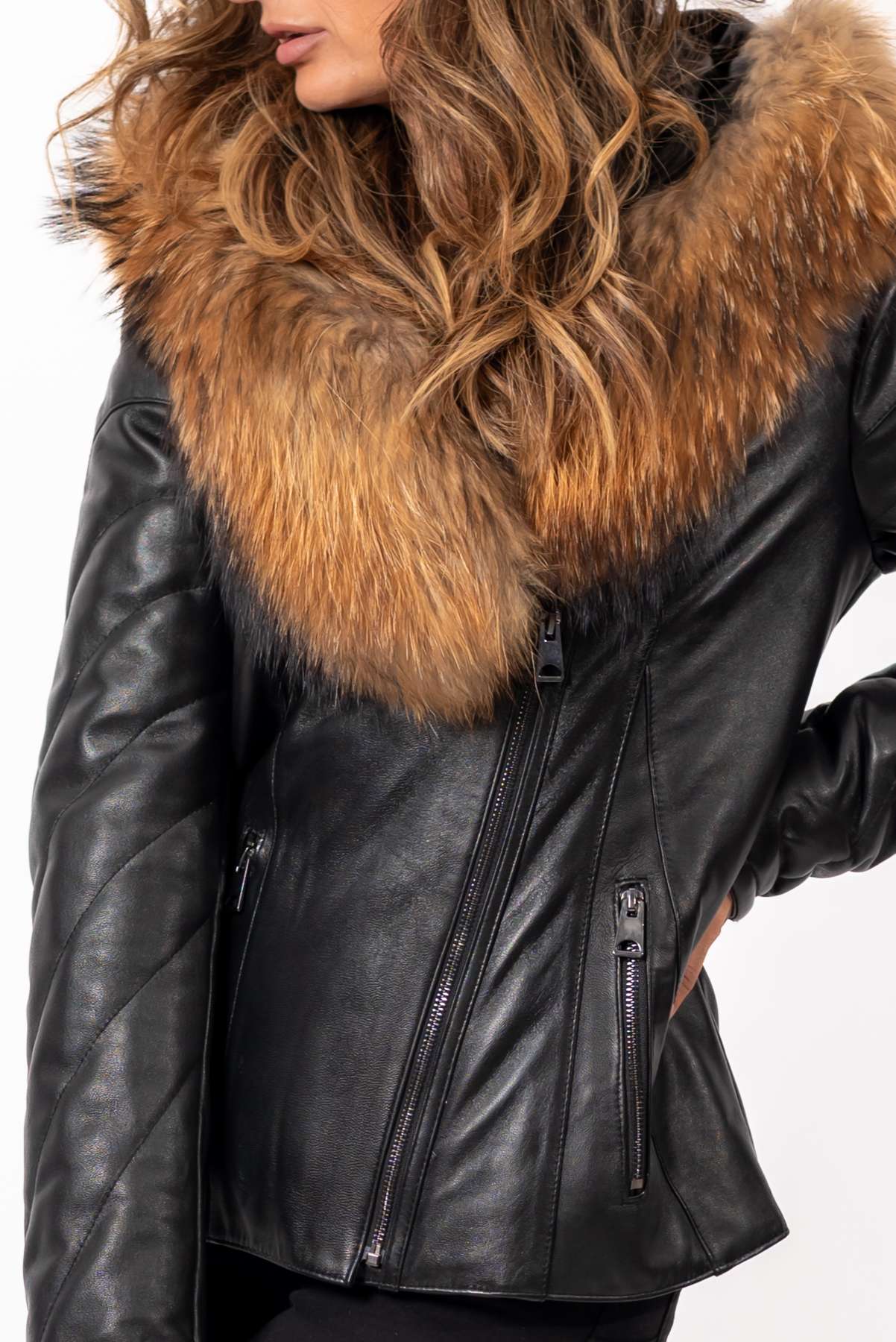 Women's winter leather jacket Andrea Black