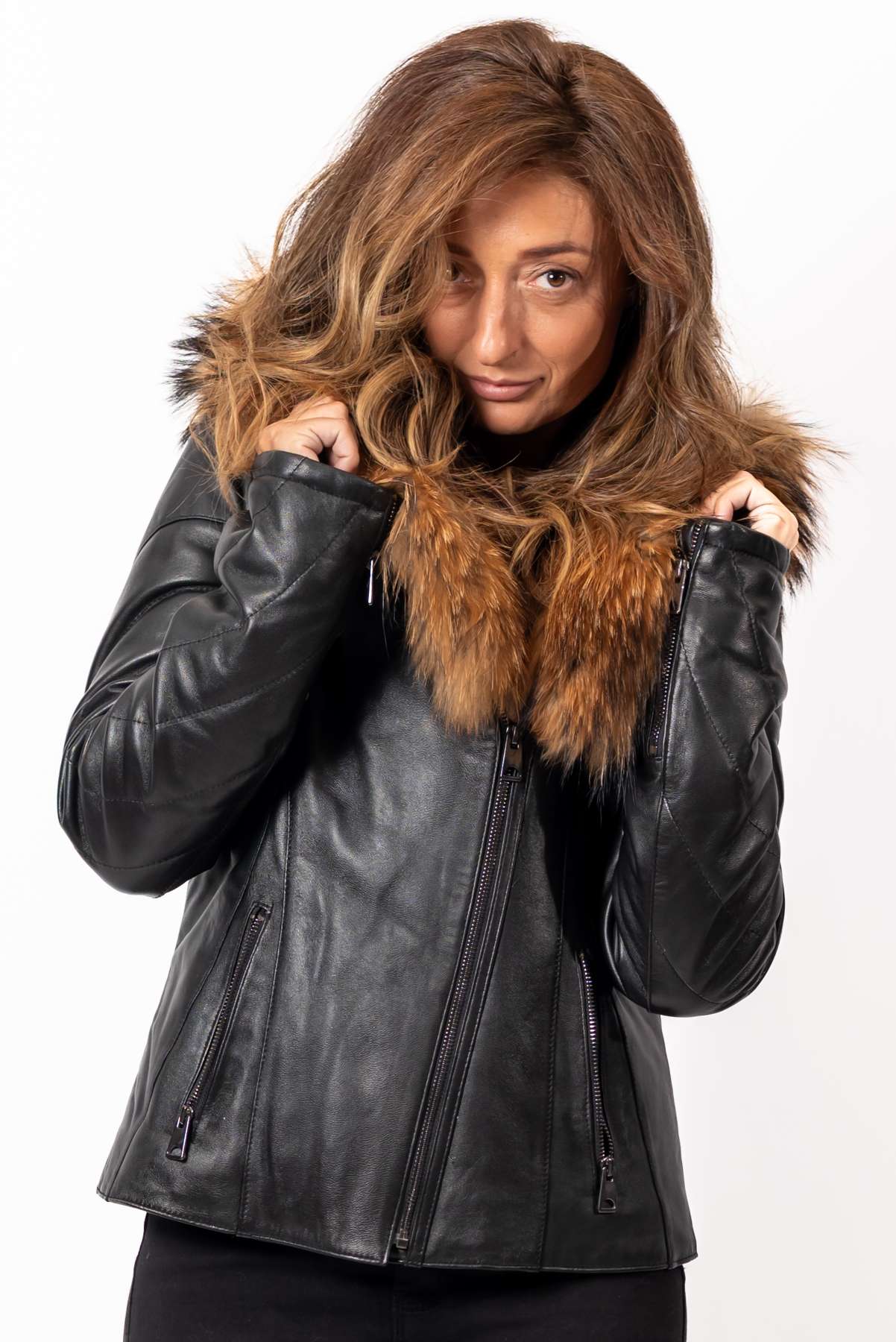 Women's winter leather jacket Andrea Black