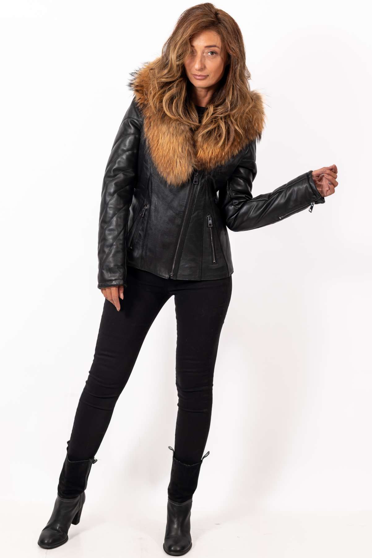 Women's winter leather jacket Andrea Black