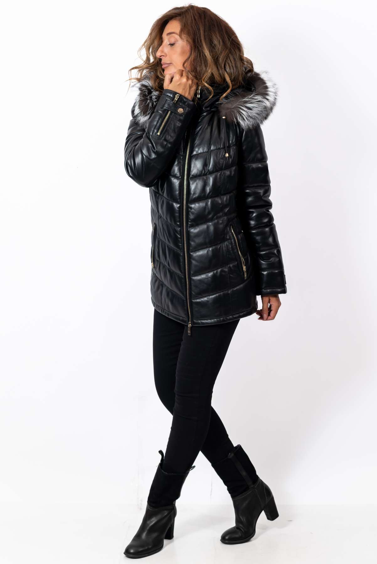 Women's winter leather jacket Daria Black