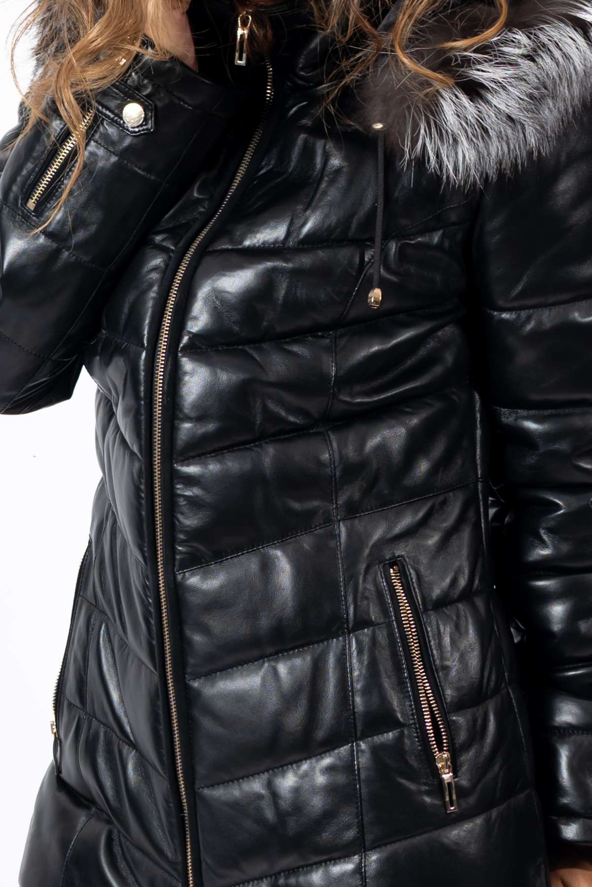 Women's winter leather jacket Daria Black