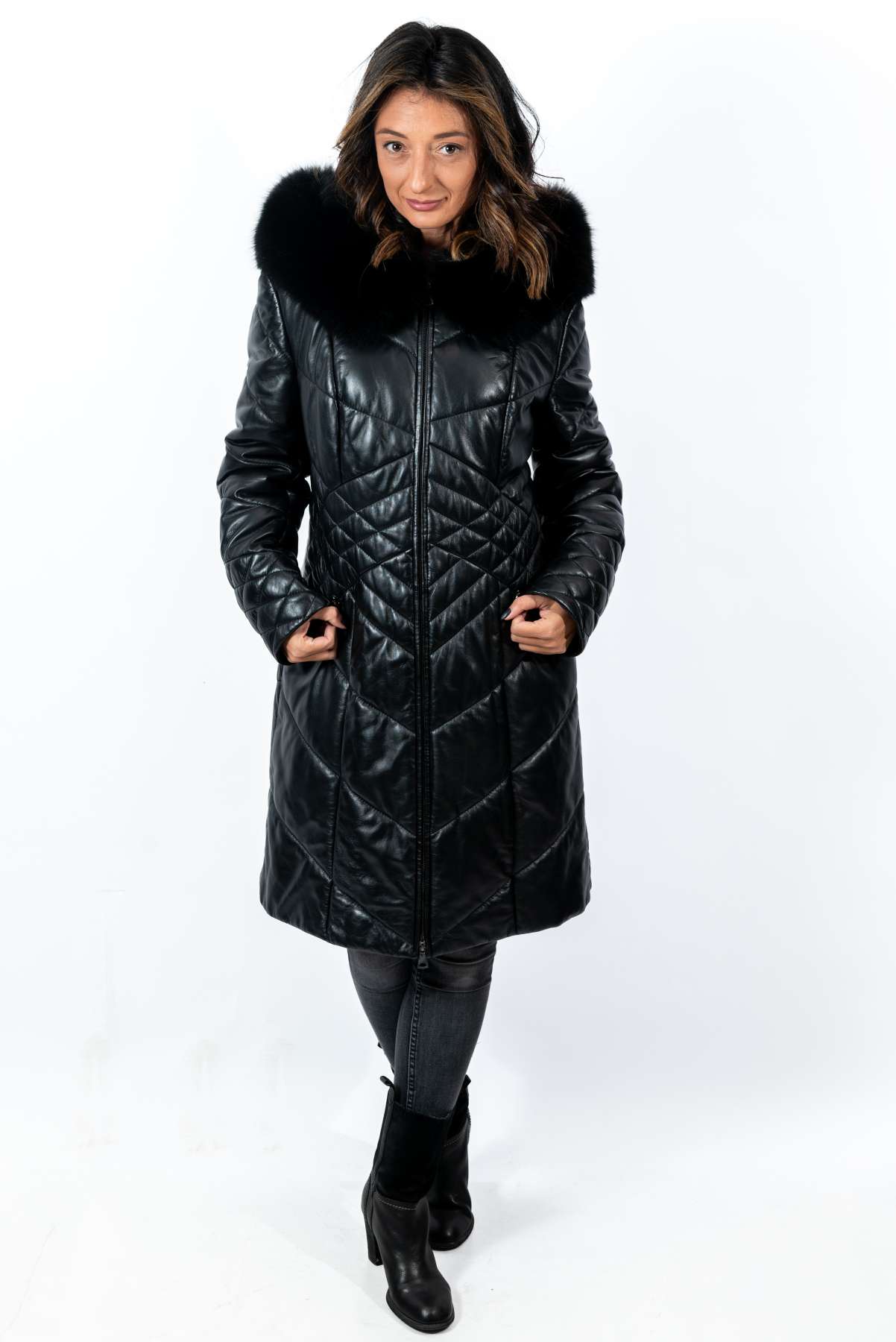 Women's winter leather jacket Tihomira Black
