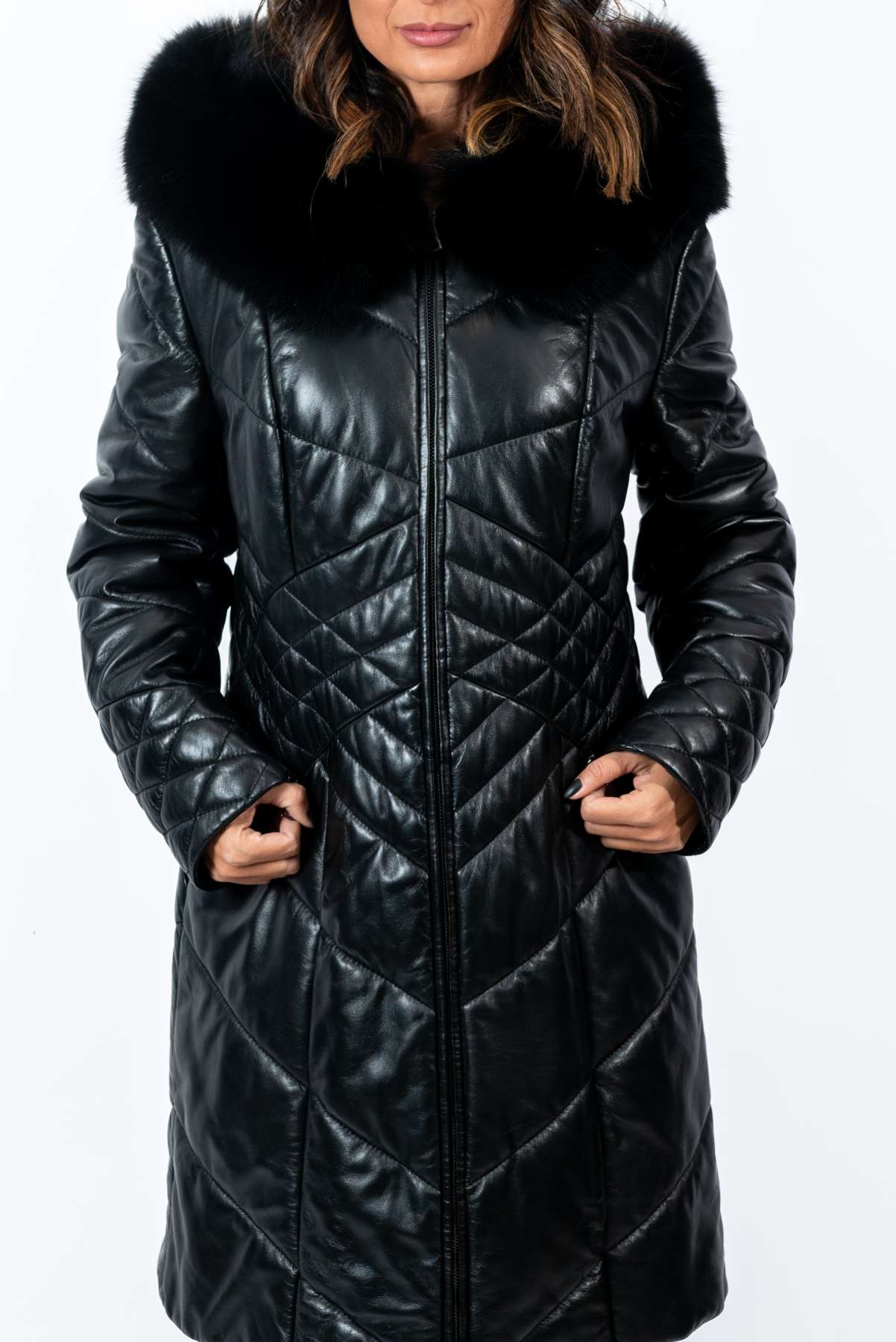 Women's winter leather jacket Tihomira Black