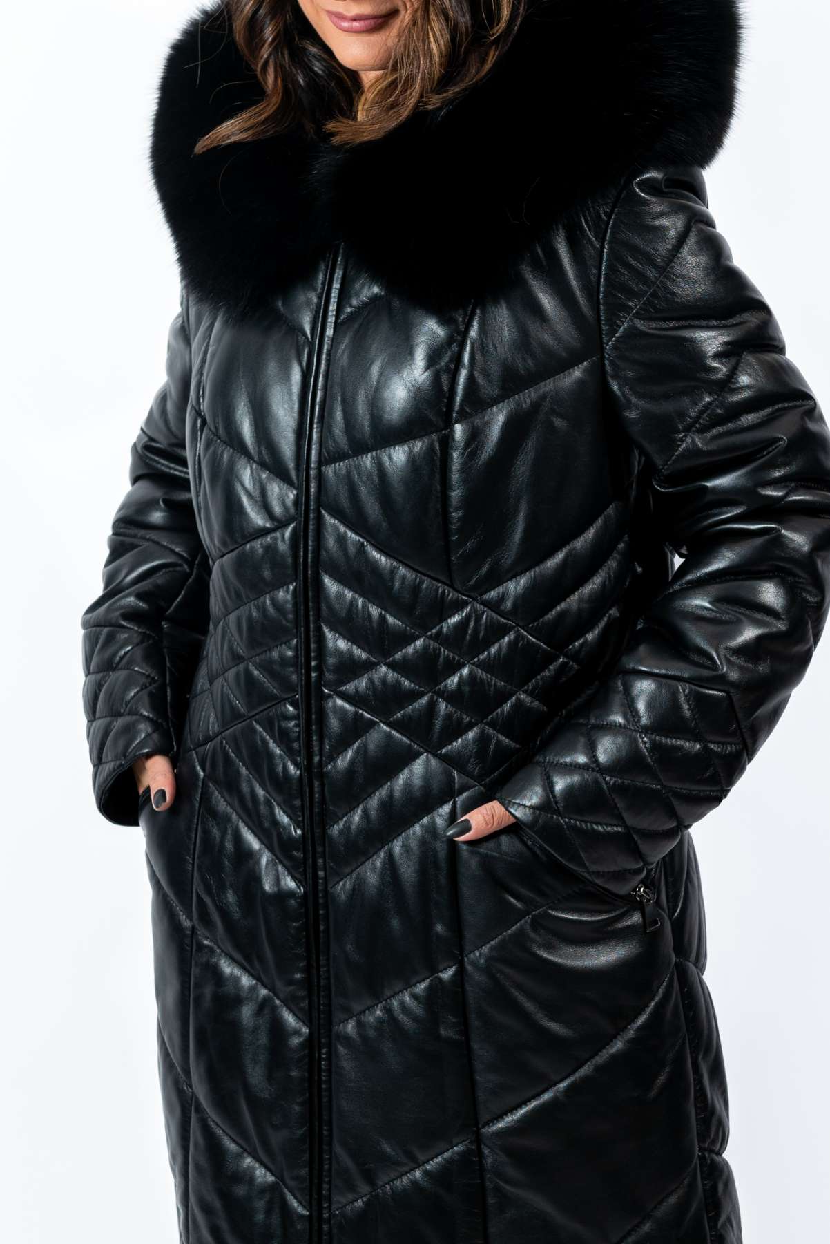 Women's winter leather jacket Tihomira Black