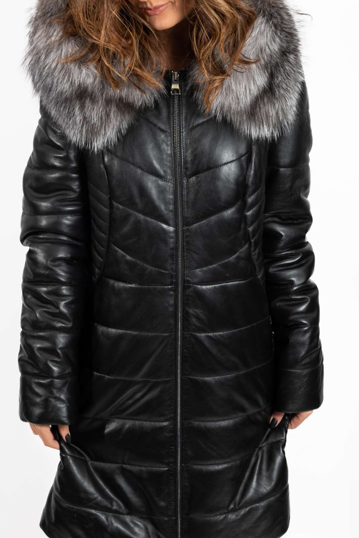 Women's winter leather jacket Teya Black