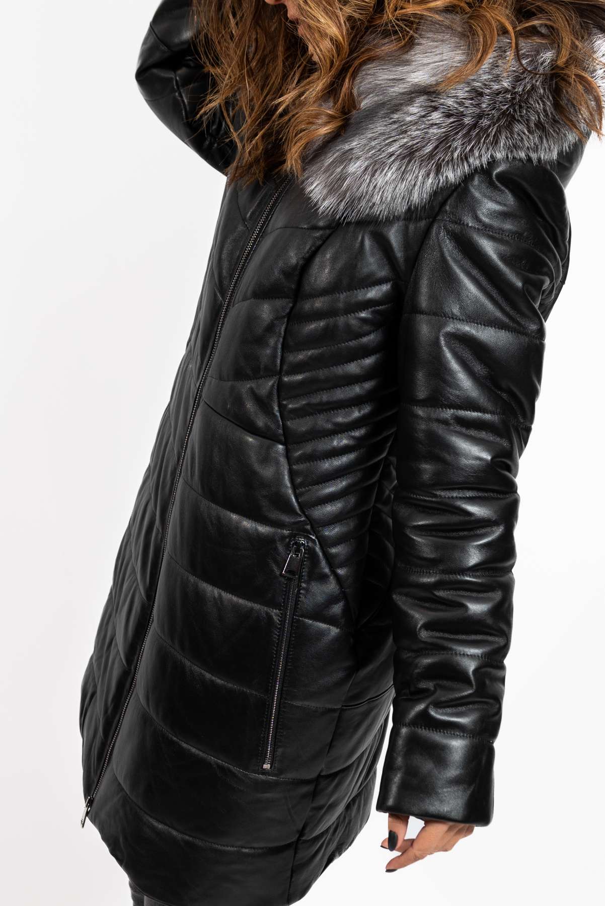 Women's winter leather jacket Teya Black