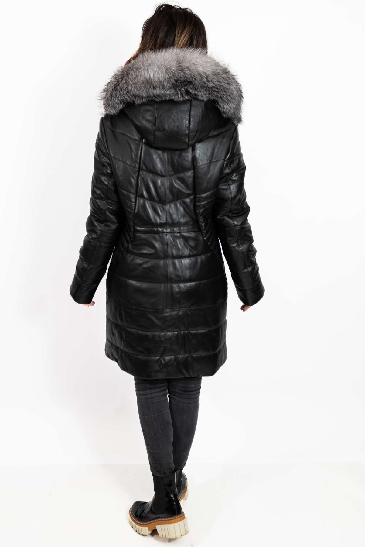 Women's winter leather jacket Teya Black