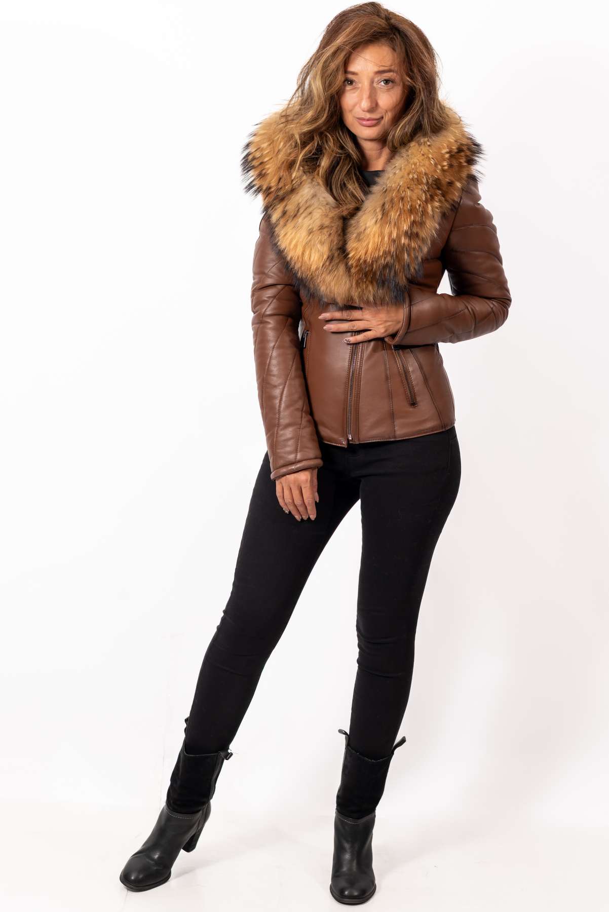 Women's winter leather jacket Andrea