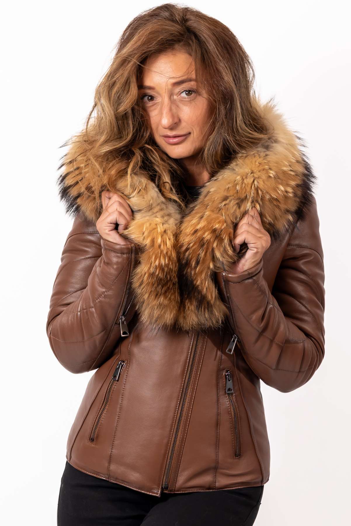 Women's winter leather jacket Andrea