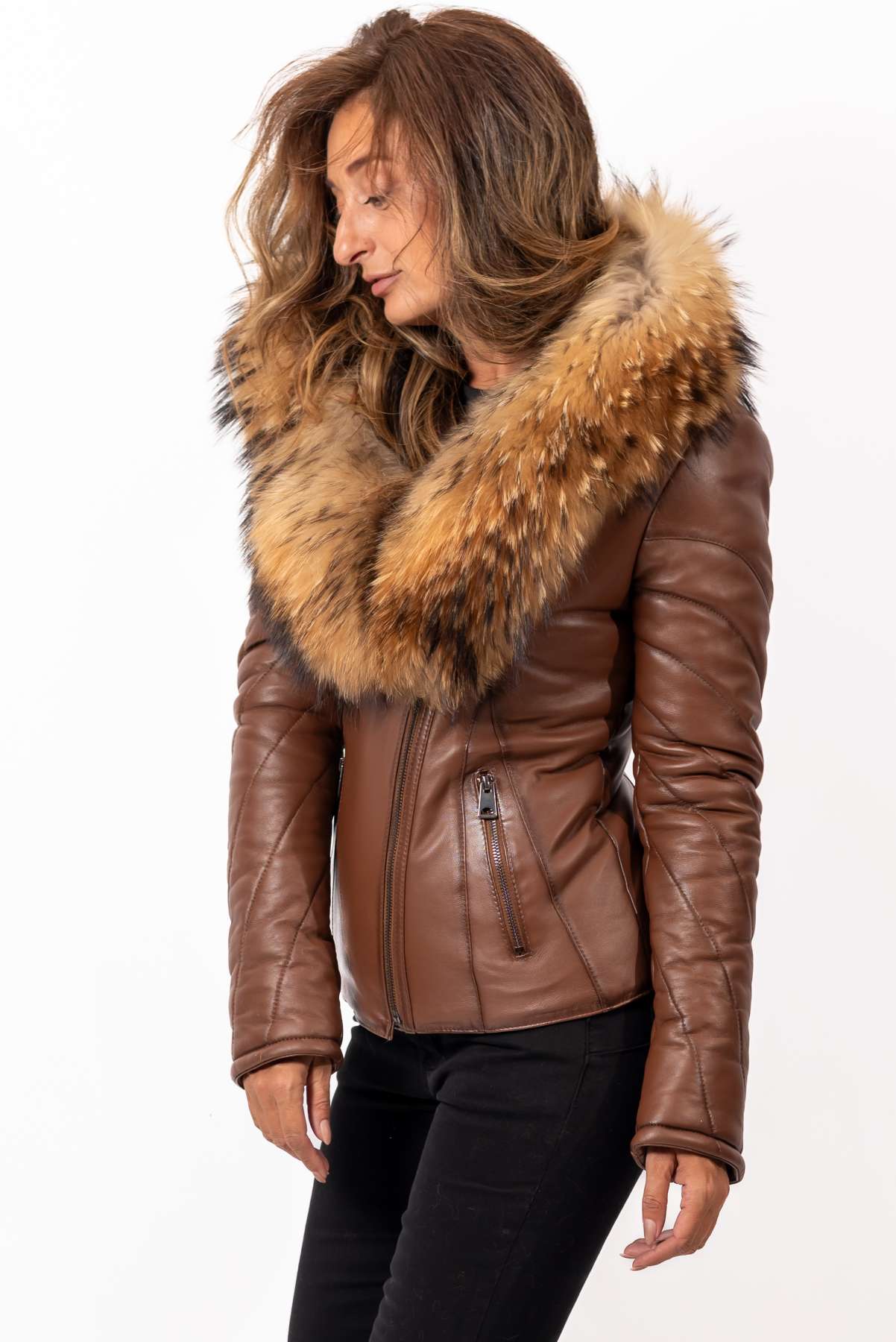 Women's winter leather jacket Andrea