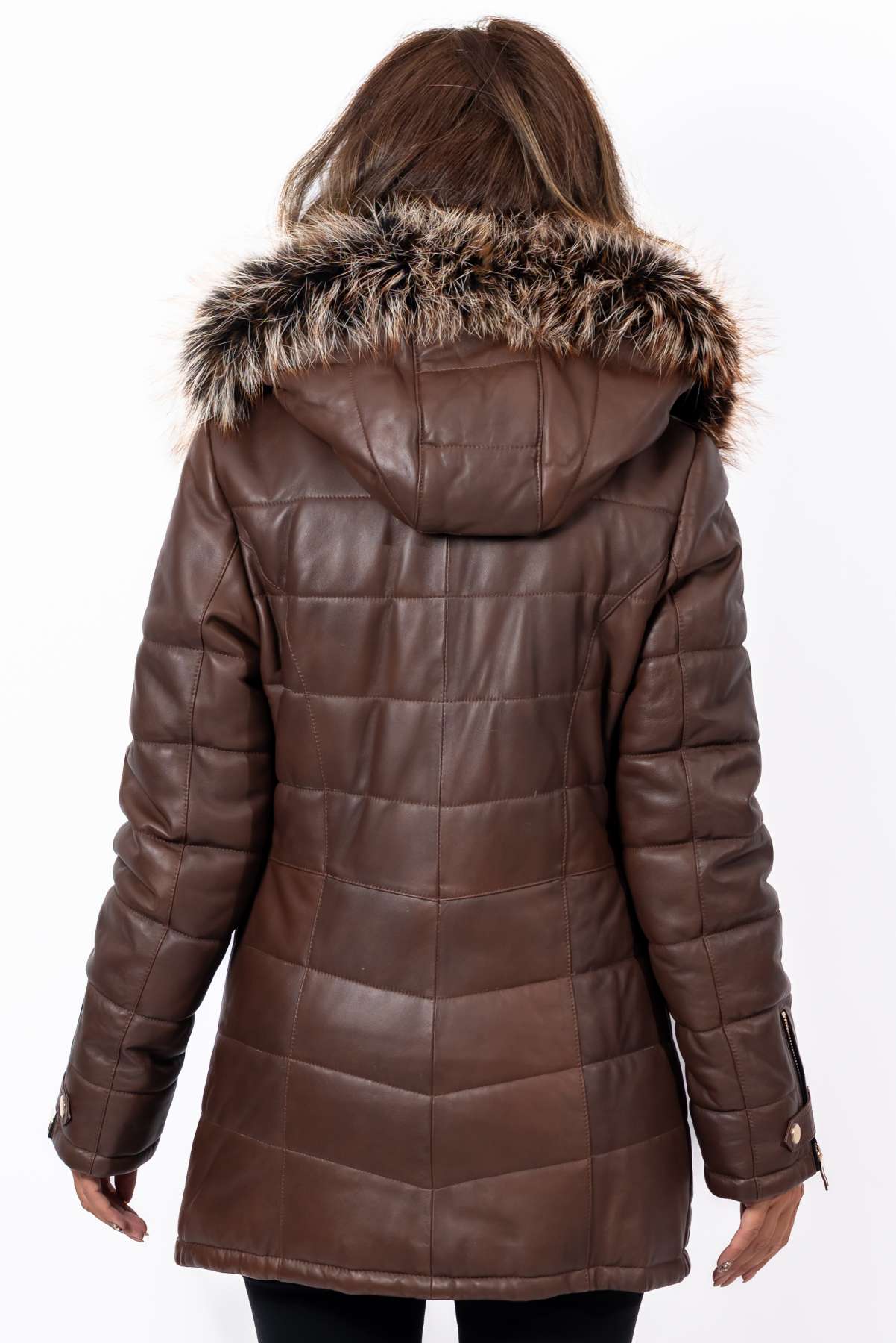 Women's winter leather jacket Daria Brown