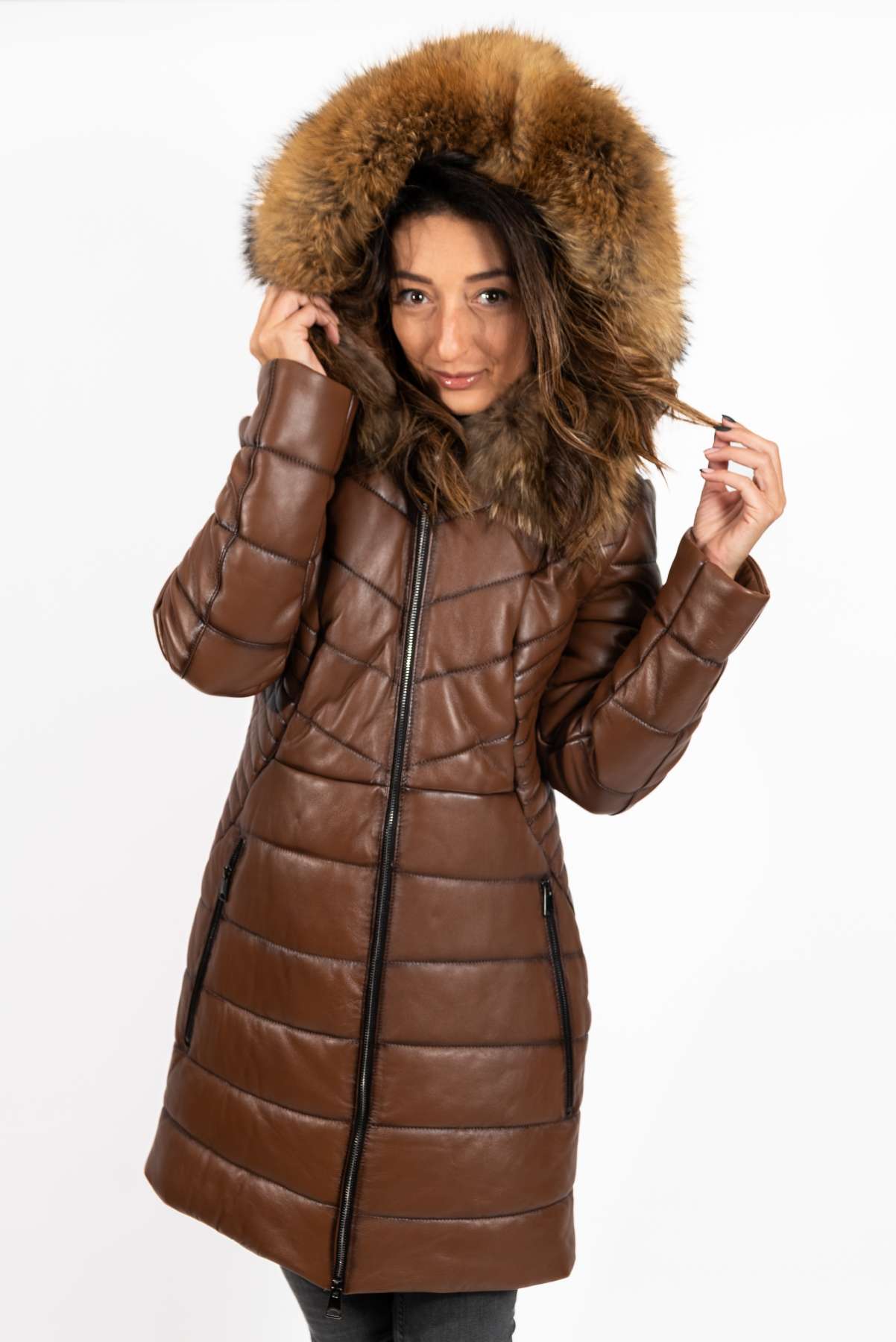 Women's winter leather jacket Teya