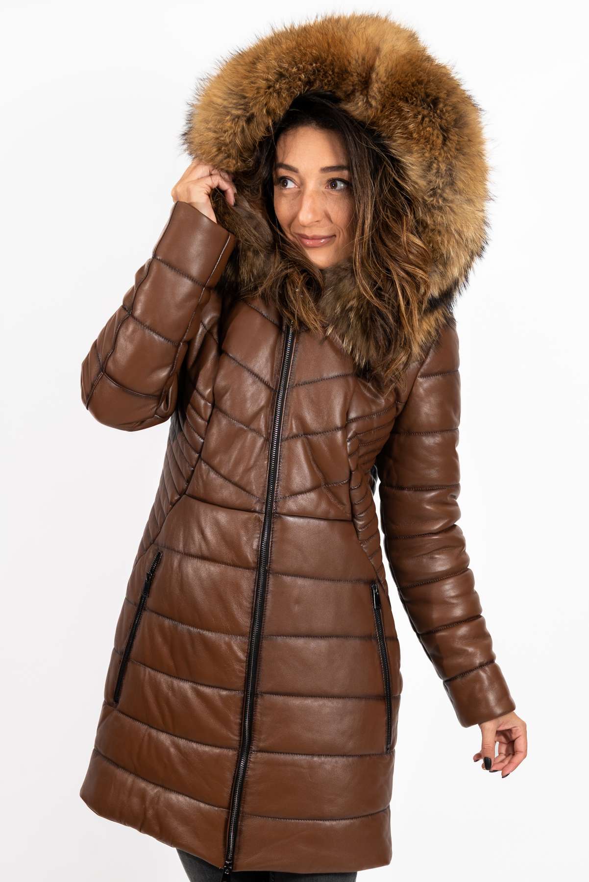 Women's winter leather jacket Teya