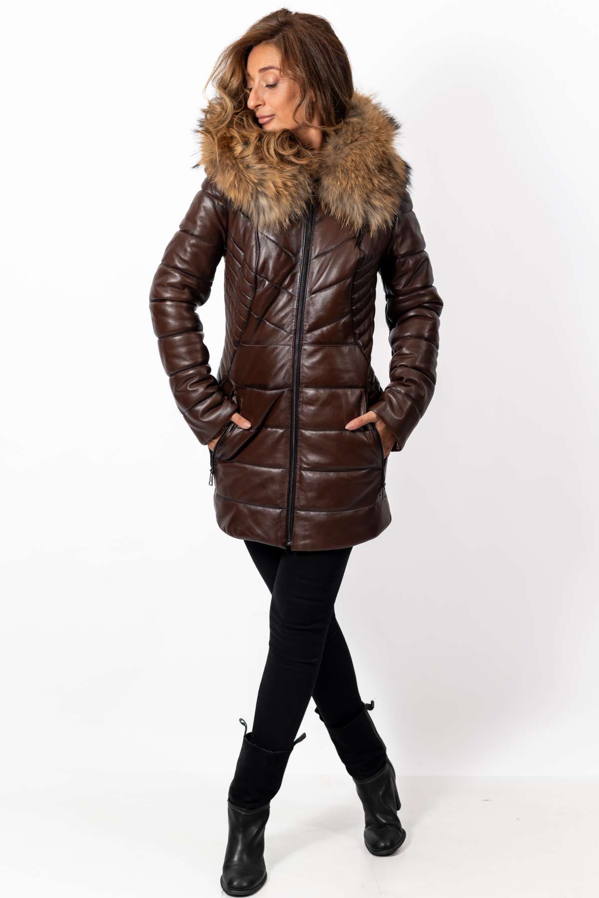 Women's winter leather jacket Teya Short
