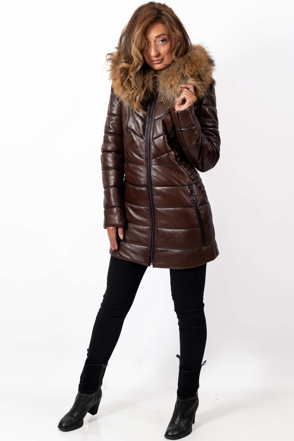 Women's winter leather jacket Teya Short