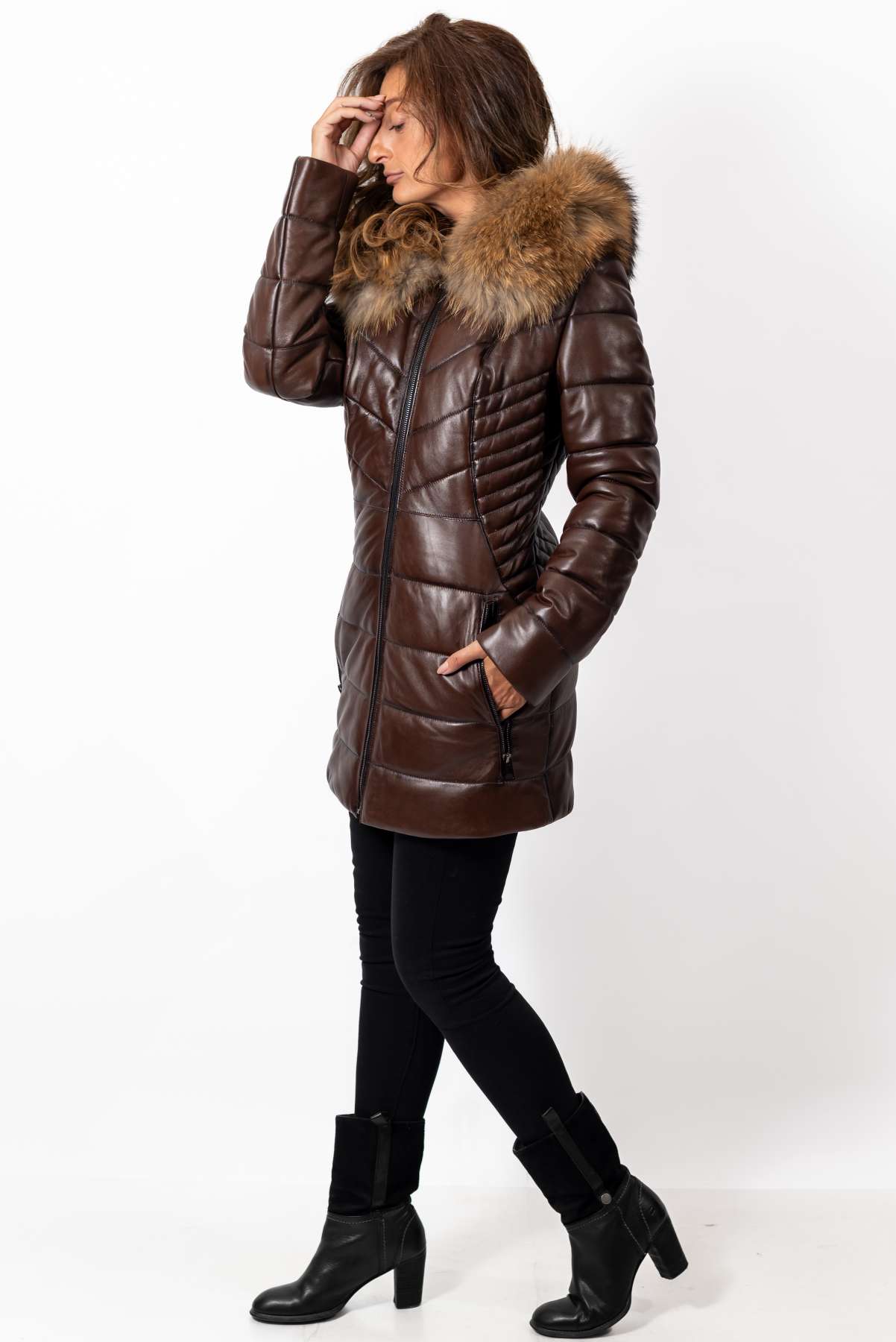 Women's winter leather jacket Teya Short